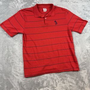 80s Vintage Disney Wear The Mickey Mouse Red Striped Polo DI05 Made n USA Size S